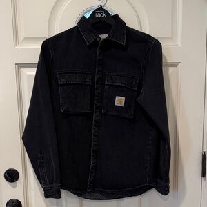 NWT New! Carhartt washed black Monterey button down denim Shirt mensXS womens XS